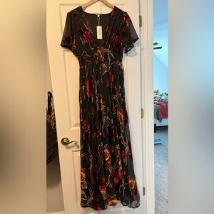 Baltic Born Floral Maxi Dress - Black and Red